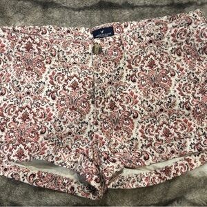 American Eagle Outfitters Women's Red Patterned Jean Shorts